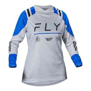 Womens Off Road Jerseys: Fly Racing 2024 - Womens F-16 Jersey - Arctic Grey / Blue