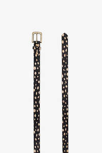 Fashion Accessories: Hide Belt Thin | Black & White Dot