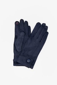 Gloves Scarves 1: Button Suedette Gloves | Navy