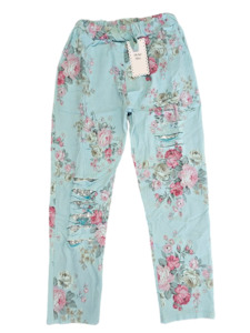Pants: Light Turquoise High Tea Ripped Pants