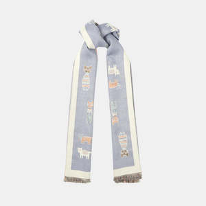 Gloves Scarves 1: Cats Double Sided Scarf - Light Blue