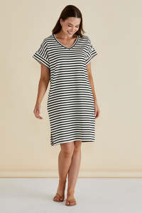 Elise V Neck Cotton Rib Dress