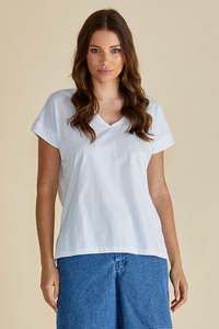 Tops 1: Tracy V-Neck Tee White