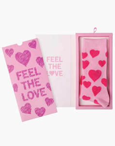 Socks: FEEL THE LOVE BAMBOO SOCK CARD - PINK / W2-8