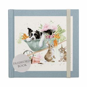 'Sleeping on the Job' Border Collie and Rabbit Password Book