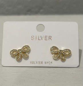 Earrings 1: Barb CZ Earrings 925 S Gold
