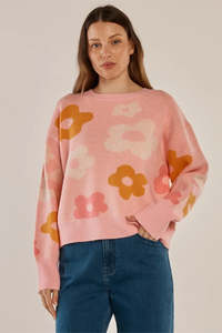 Leonie Knit Sweater - Jacquard Flowers