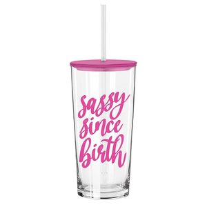 Slightly Sassy: Glass Tumbler w/Straw - Sassy