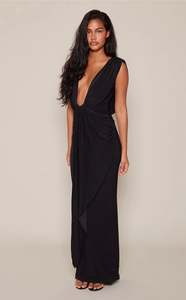 Mini Dresses: Pretty Little Thing Plunge Drape Maxi