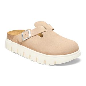 Birkenstock: BIRKENSTOCK BOSTON CHUNKY SUEDE - NARROW - SAND