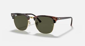 RAY-BAN CLUBMASTER POLISHED TORT ON GOLD W G-15 GREEN