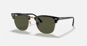 Ray Ban: RAY-BAN CLUBMASTER POLISH BLACK ON GOLD G-15 GREEN