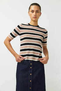 Sylvester: SYLVESTER STRIPEY TOP BLACK SAND