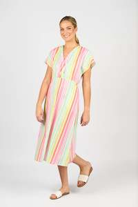 VASSALLI DROP SHOULDER DRESS WITH WRAP BODICE