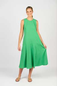 VASSALLI PLAIN LONG SLEEVELESS DRESS WITH ROUND NECK