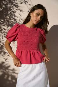 Among The Brave: AMONG THE BRAVE REQUITE DITSY GINGHAM SHIRRED BODY TOP