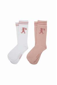 KAREN WALKER RUNAWAY GIRL SOCKS 2 PACK PINK/WHITE