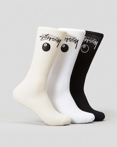 Stussy: STUSSY MENS 8 BALL SOCKS 3 PACK