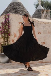 Among The Brave: AMONG THE BRAVE ISABELLA COTTON POPLIN STRAPPY TIERED MAXI DRESS