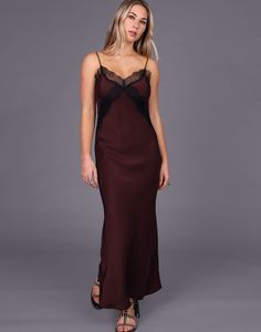 Storm: STORM CONTRAST LACE SATIN DRESS