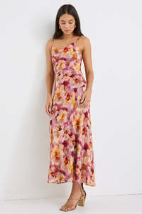 Georgia Mae: GEORGIA MAE LAVISH MULTI FLORAL TIE BACK BIAS SLIP DRESS
