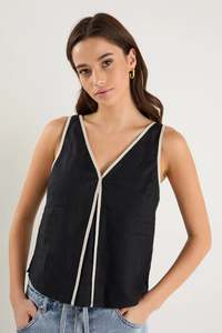 Womens: AMONG THE BRAVE HOMAGE CONSTRAST PIPED SLEEVELESS TOP