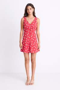 Womens: AMONG THE BRAVE ALLORA POPPY POLKA DOT BUTTON FRONT MINI DRESS