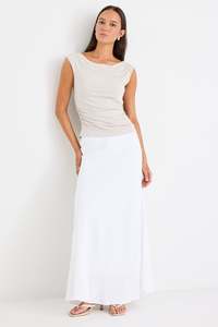 Womens: STORIES BE TOLD BACKSTREET STONE STRETCH BOAT NECK SLEEVLESS TOP