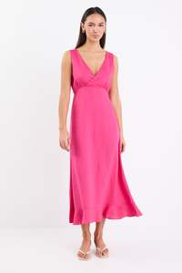 BY ROSA. ANGELIC HOT PINK SLEEVELESS DRESS