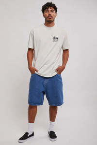 RUSTY FLIP DADDY TAPELESS JORT - MIDDY BLUE