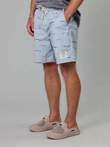Just Another Fisherman: JUST ANOTHER FISHERMAN MULLET STACK VOLLEY SHORTS STERLING BLUE