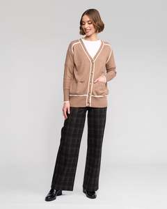 VASSALLI TOVA CARDI CONTRAST TRIM LONGLINE