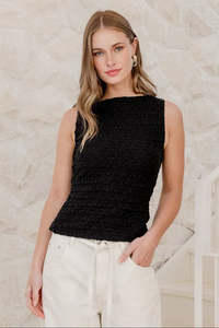 Womens: AMONG THE BRAVE UNTAMED BLACK LACE SLEEVELESS BOAT NECK TOP