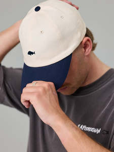 JUST ANOTHER FISHERMAN STAMP TILLER CAP WHITE/NAVY