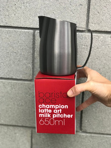 Products: Barista Ace Champion Latte Art Milk Pitcher, 650ml Bow & Tie Roastery
