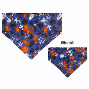 Small Halloween on Blue Bandana Bow Wow Boutique NZ
