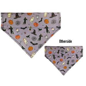Products: Medium Halloween on Lilac Bandana Bow Wow Boutique NZ