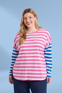 Elm Rouge Stripe Long Sleeve Tee Pink and White Stripe