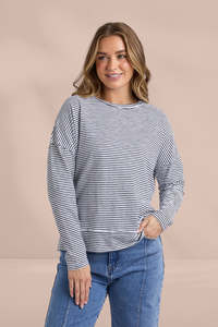 Foxwood Eddie Stripe Top Black White Stripe