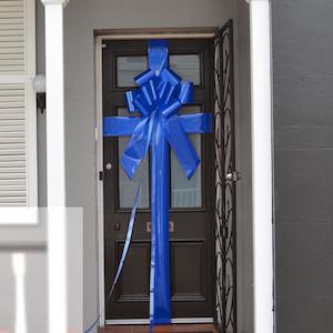 Real Estate Settlement Gifts: Welcome Home Door Bow – Navy Blue