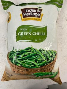 Indian Heritage: Frozen Green Chilli 1kg (Indian Heritage)