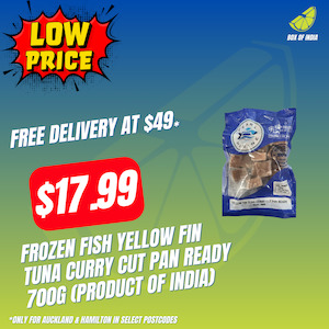 Frozen Fish Yellow Fin Tuna Curry Cut Pan Ready 700g (Product of India)