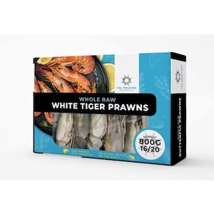 Frozen Whole Raw White Tiger Prawns 16/20 800g