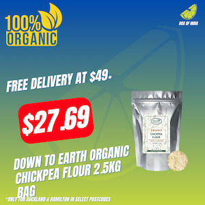 Organic Lentils Beans: Organic Chickpea Flour 2.5kg bag (Down To Earth)