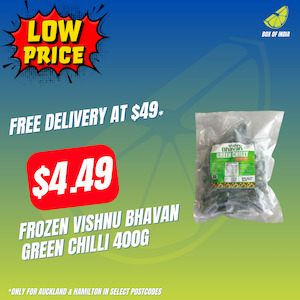 South Indian Frozen: Frozen Vishnu Bhavan Green Chilli 400g