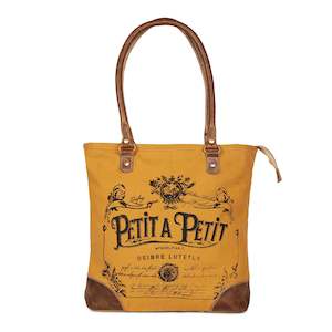 Handcrafted Bags Collection Multi Purpose Bags: Petit A Petit Cotton Canvas Brown Bag