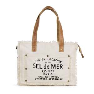 Handcrafted Bags Collection Multi Purpose Bags: SEL de MER Qyom Paris Bag White