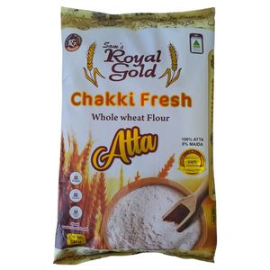 Aate Daal Ka Bhaav Flour: Chakki Atta 5kg (Royal Gold)