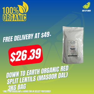Organic Red Split Lentils (Masoor Dal) 3Kg Bag (Down To Earth)