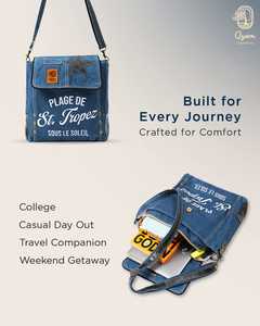 Handcrafted Bags Collection Multi Purpose Bags: Qyom Bag Blue - Vintage Side Bag